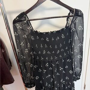 Wilfred Black Dress with Floral Accents- Aritzia size small